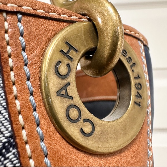 Coach Denim Patchwork Vintage Shoulder Bag NWOT with Matching Wristlet NWT - Picture 9 of 13